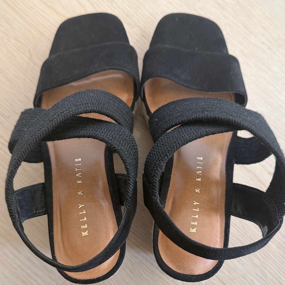 Kelly & Katie Black Wedge Sandals Women’s 7 - Picture 8 of 8
